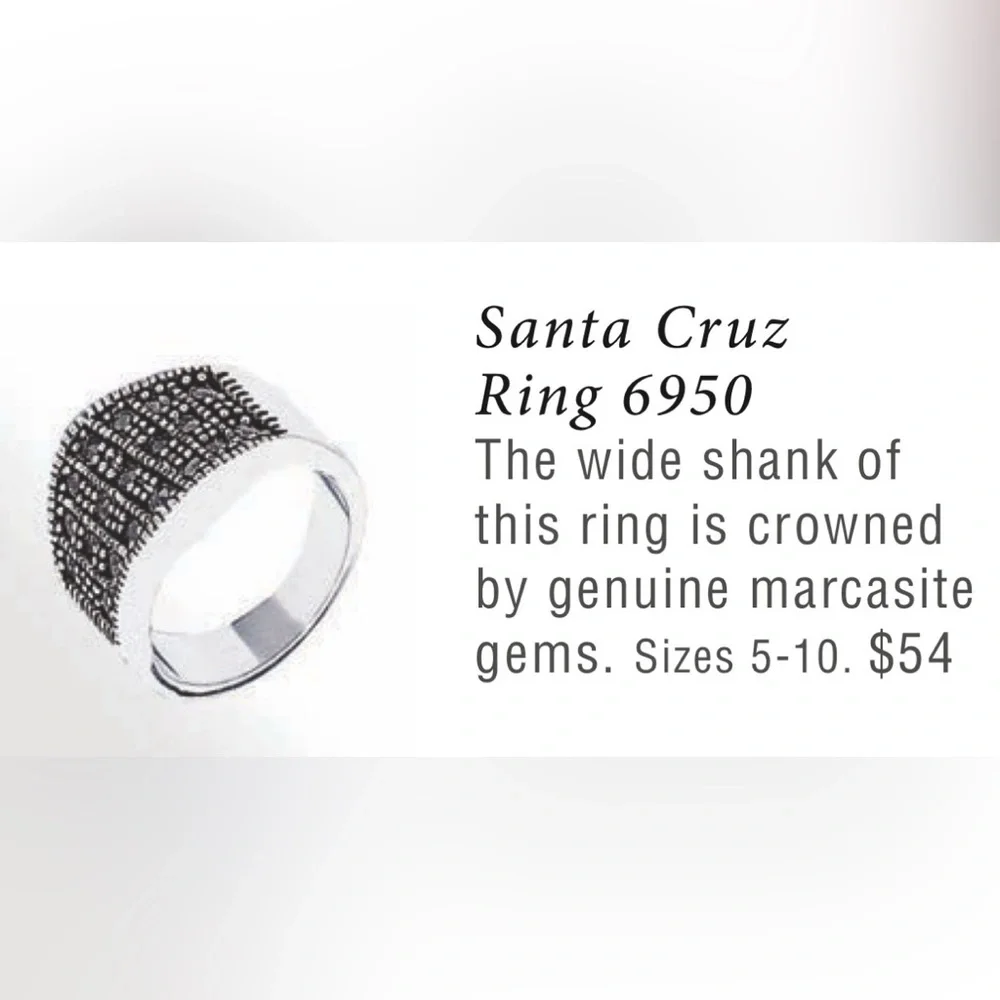 Park Lane Genuine Marcasite Santa Cruz Ring Size 6